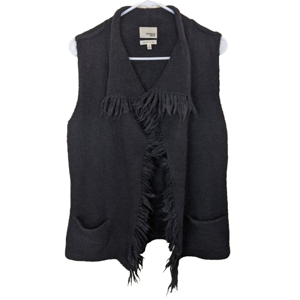 Aritzia Wilfred Free Fei Fei Vest Fringe Open Front Wool Alpaca Blend Size XS